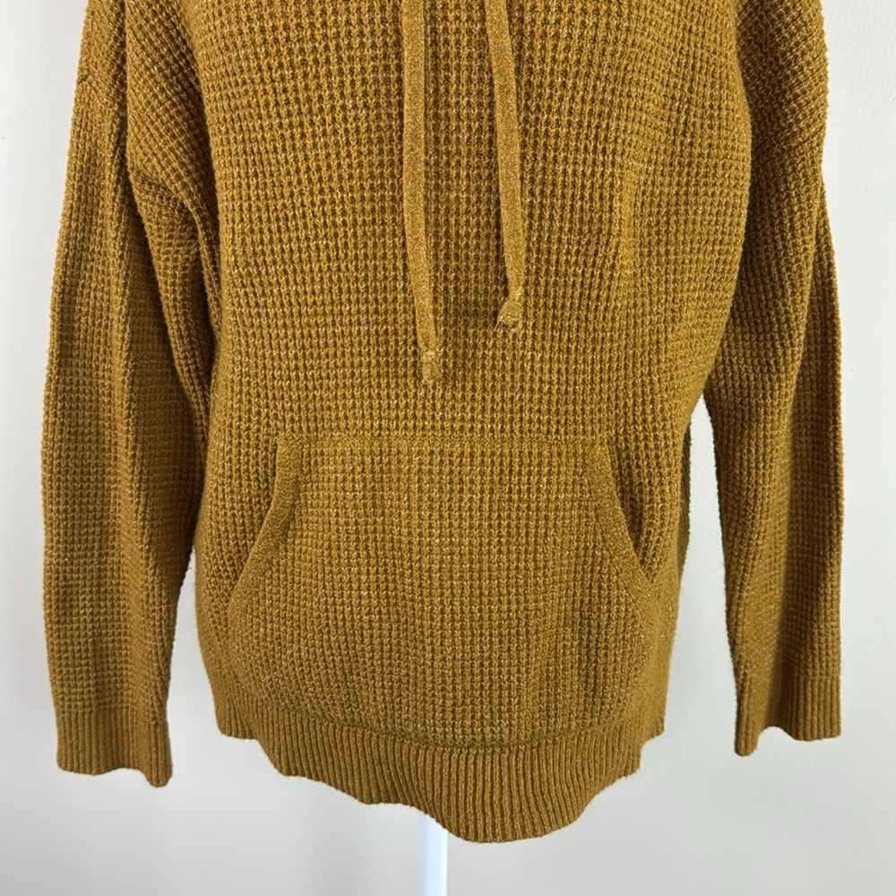 Aerie Waffle Knit Hoodie in Mustard Yellow Size Medium - Picture 6 of 7